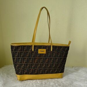 💯Authentic Fendi Roll tote Zucca Canvas Handbag🍀